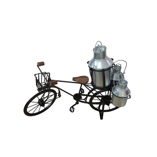 Handmade Antique Decorative Wooden Wrought Iron Milkman Cycle. A showpiece for Home Décor/Living Room, Table/Desk Top.